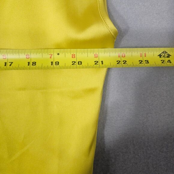 New Rachel Zoe Chartruce/Yellow Satin Spread Collar Top Size Medium - Picture 5 of 6